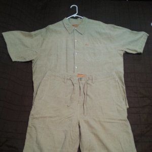 Vintage Enyce Cut&Sew Patchwork pattern Shirt & Shorts set suit